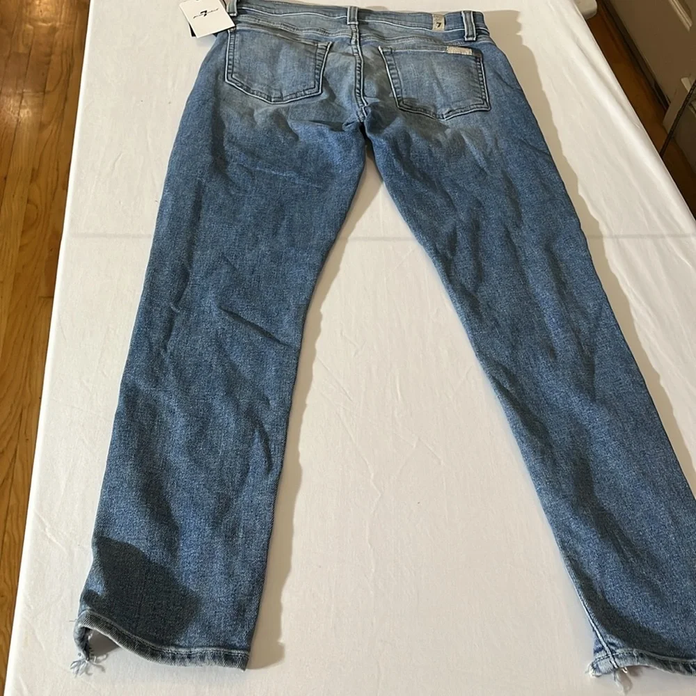 7 FOR ALL MANKIND size 26 blue jeans ANKLE GWENEVERE. stretch distressed hem - Picture 8 of 16